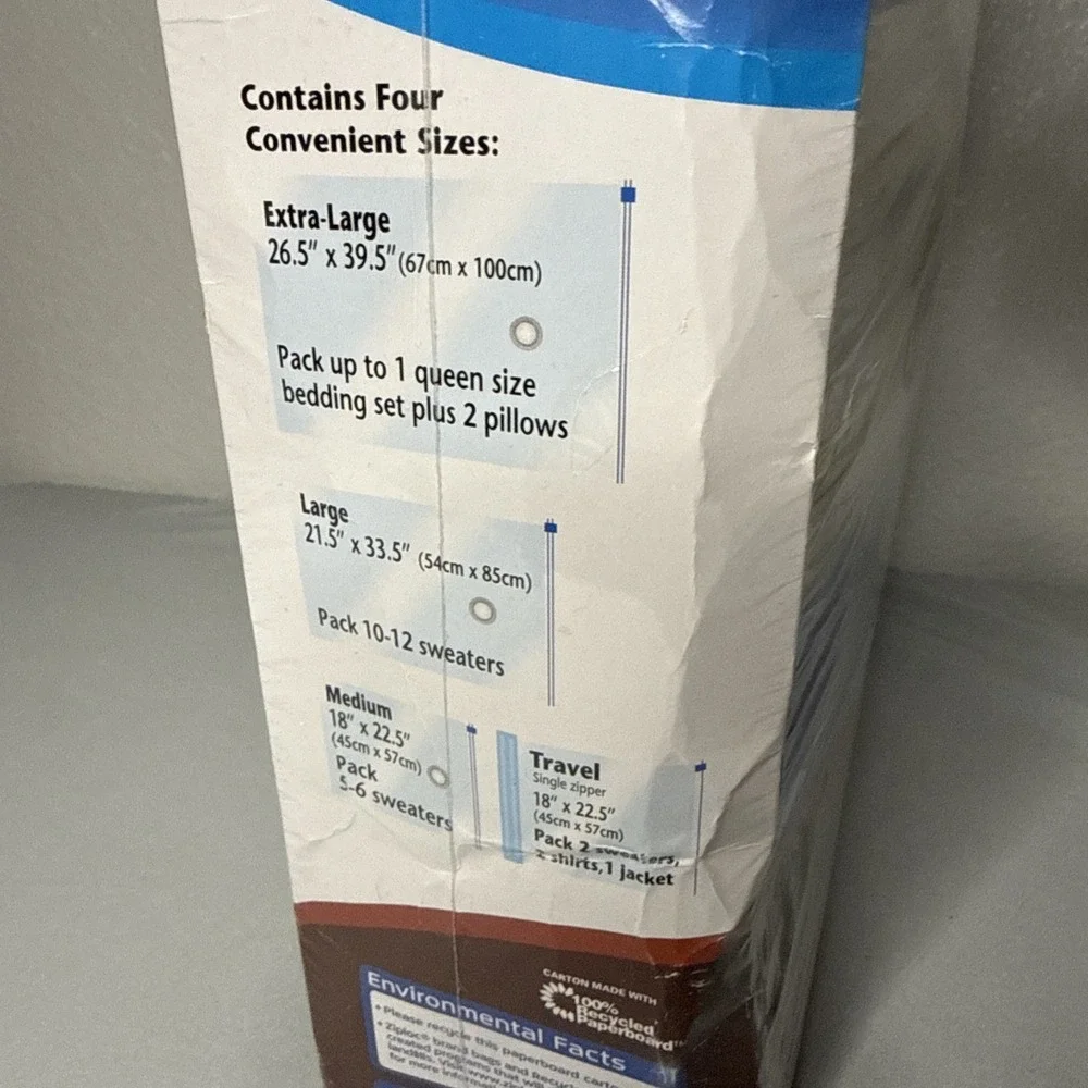 New Ziploc Vacuum Seal Space Bag Variety Pack of 12 (Sizes: M, L, XL, Suitcase)